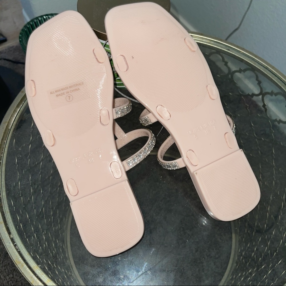 Beige Rhinestone Sandals - Picture 3 of 12
